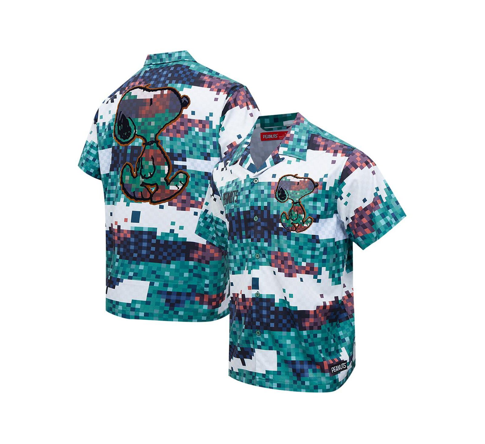 Мужская рубашка Freeze Max Green Peanuts Snoopy Pixel Camo Button-Up