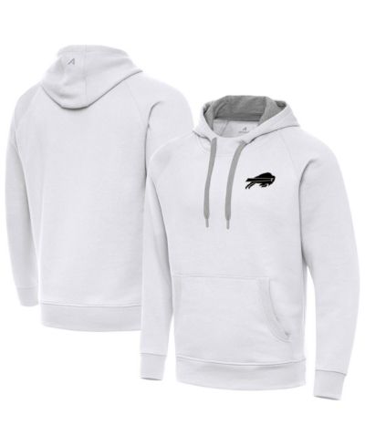 Antigua Men's White Buffalo Bills Brushed Carbon Victory Pullover Hoodie
