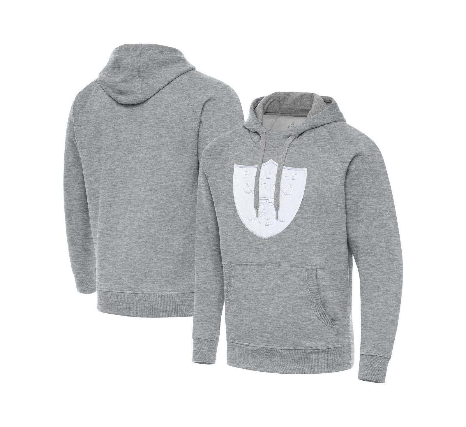 Мужское серое худи Antigua Las Vegas Raiders Victory Pullover
