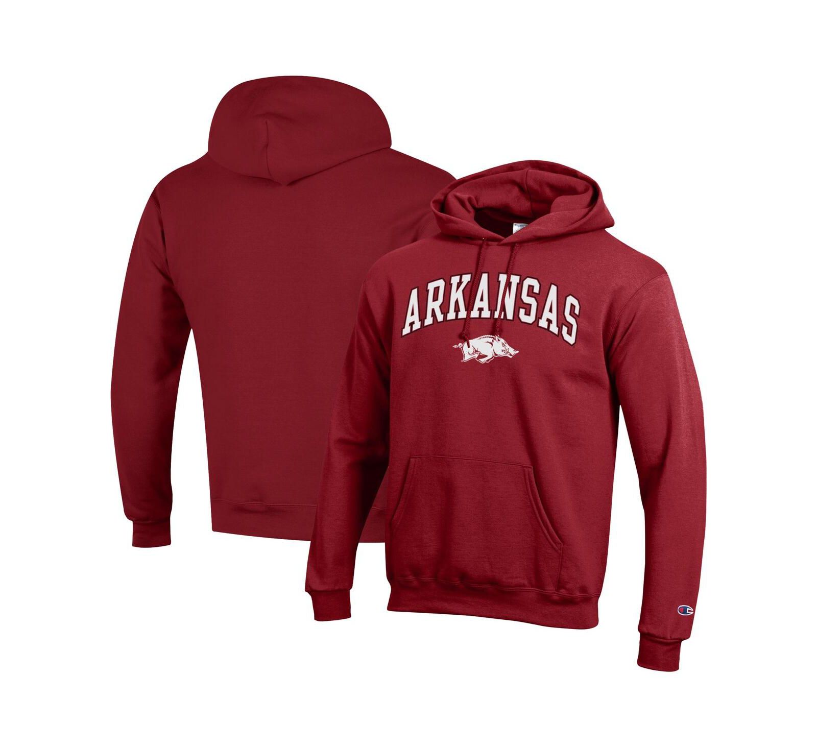 Champion Men's Crimson Arkansas Razorbacks Arched Logo Fleece Pullover Hoodie
