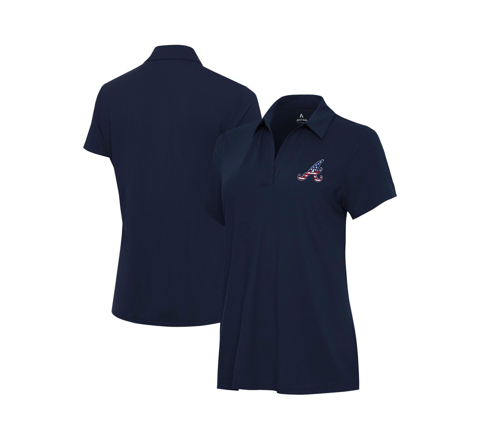 Женская рубашка-поло Antigua Navy Atlanta Braves Independence Day Patriotic Logo Era Polo Shirt