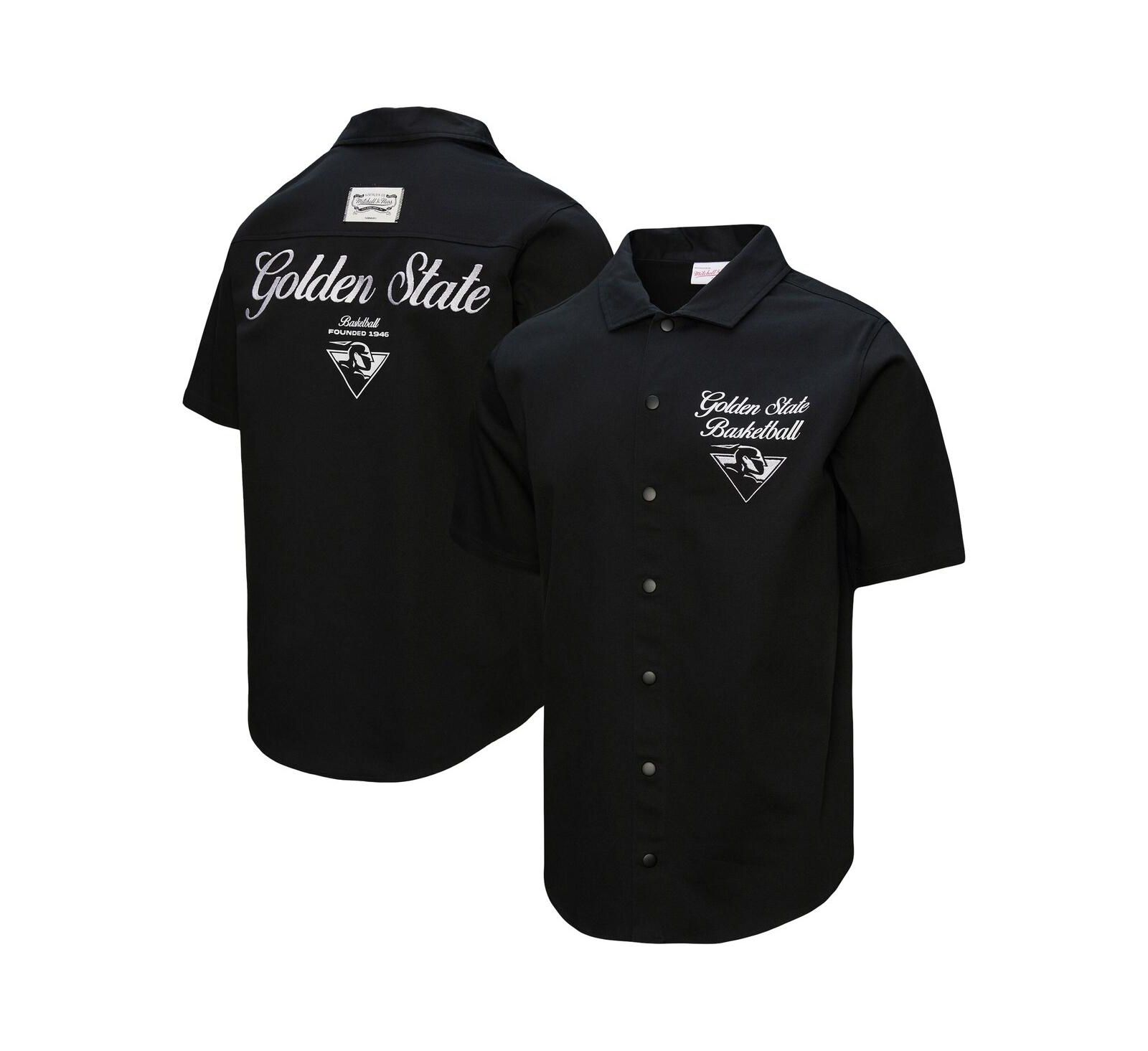 Мужская рубашка Mitchell & Ness Black Golden State Warriors Hardwood Classics Camp