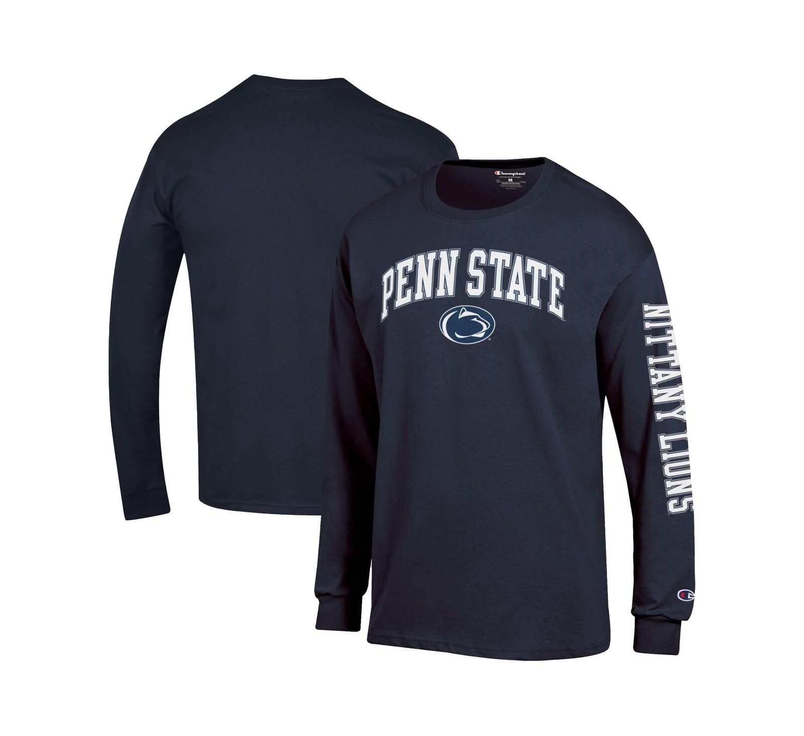 Champion Men's Navy Penn State Nittany Lions Arch Over Logo 2-Hit Long Sleeve T-Shirt