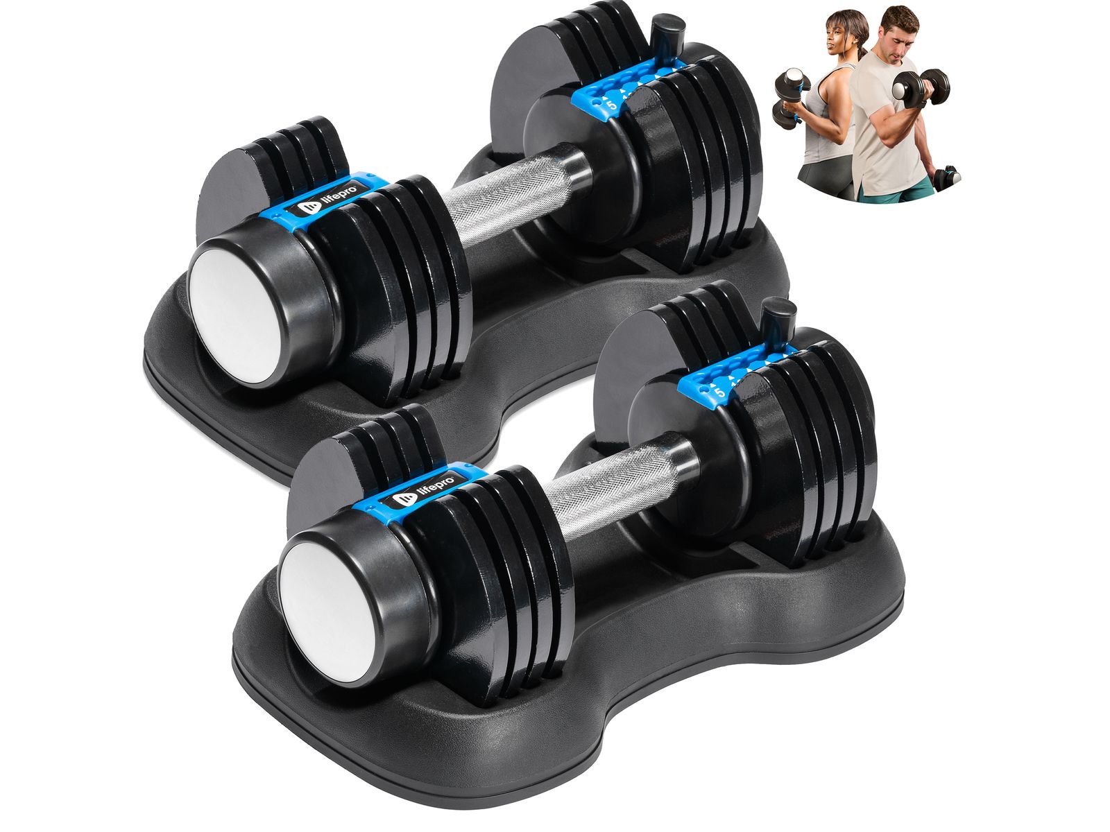 Lifepro Adjustable Dumbbells Set - Quick-Change Weight Set for Home Gym, Space Saving Adjustable Weights with Anti-Slip Handle