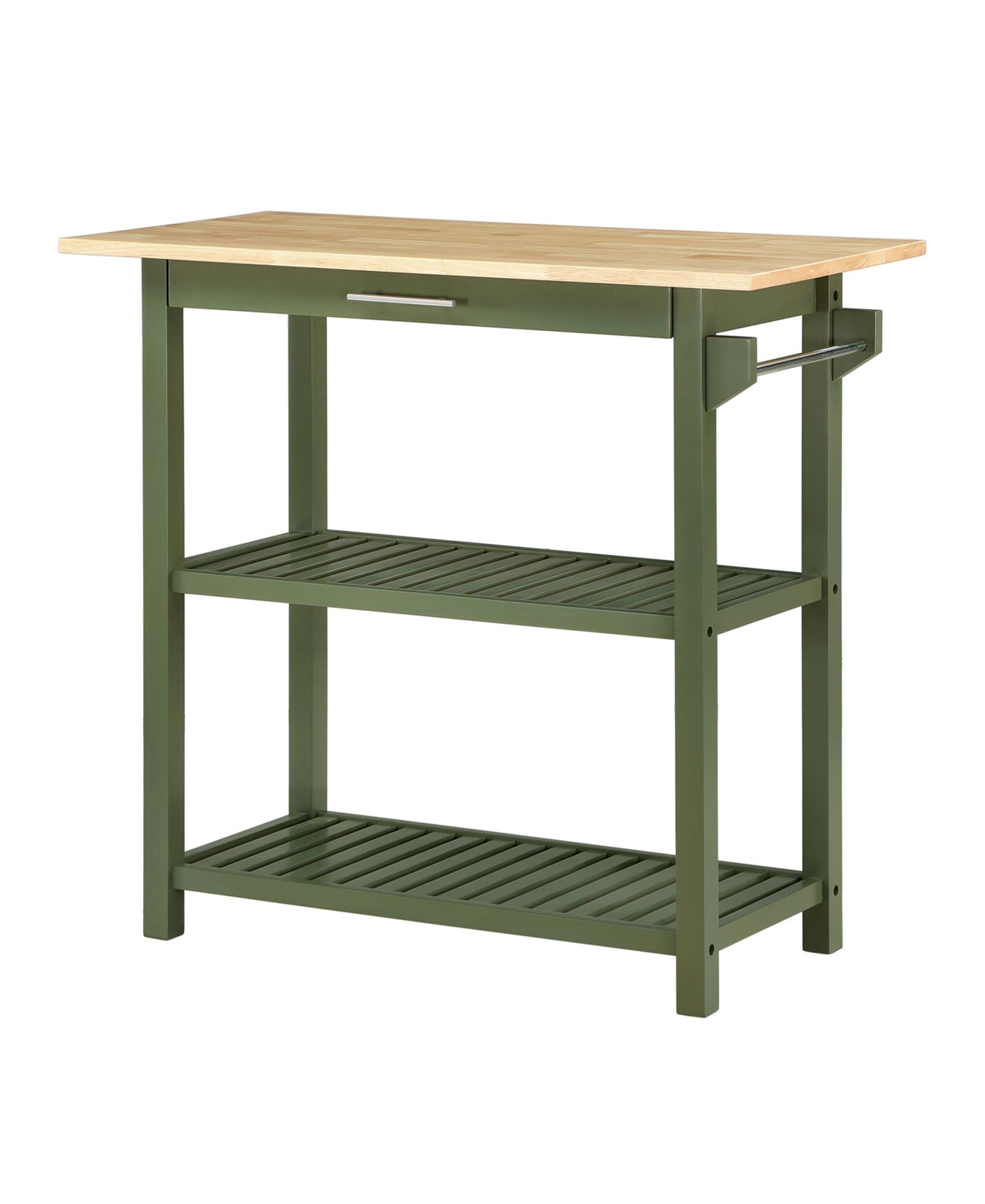 Convenience Concepts 40" Rubberwood Designs2Go 3-Tier Butcher Block Kitchen Prep Island with Drawer