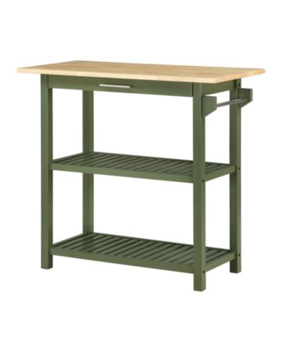Convenience Concepts 40" Rubberwood Designs2Go 3-Tier Butcher Block Kitchen Prep Island with Drawer