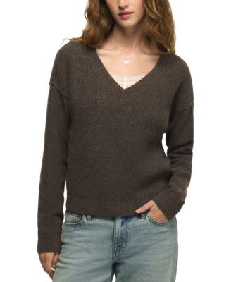 Lucky Brand женский свитер с V-образным вырезом и фактурой вафельной вязки