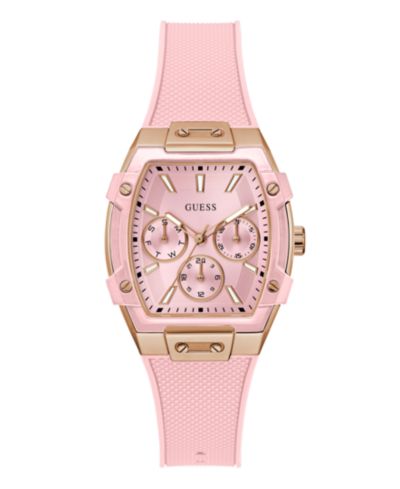 GUESS Women's Pink Rose Gold Tone Multi-function Watch, 35mm