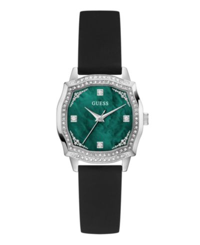 GUESS Women's Black Silver Tone Analog Watch, 32mm