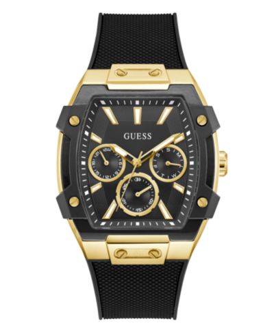 Мужские многофункциональные часы GUESS Black Gold Tone, 44mm