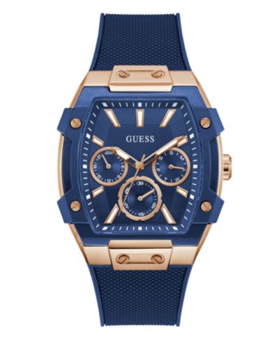 GUESS Мужские многофункциональные часы, 44mm, Blue Rose Gold Tone