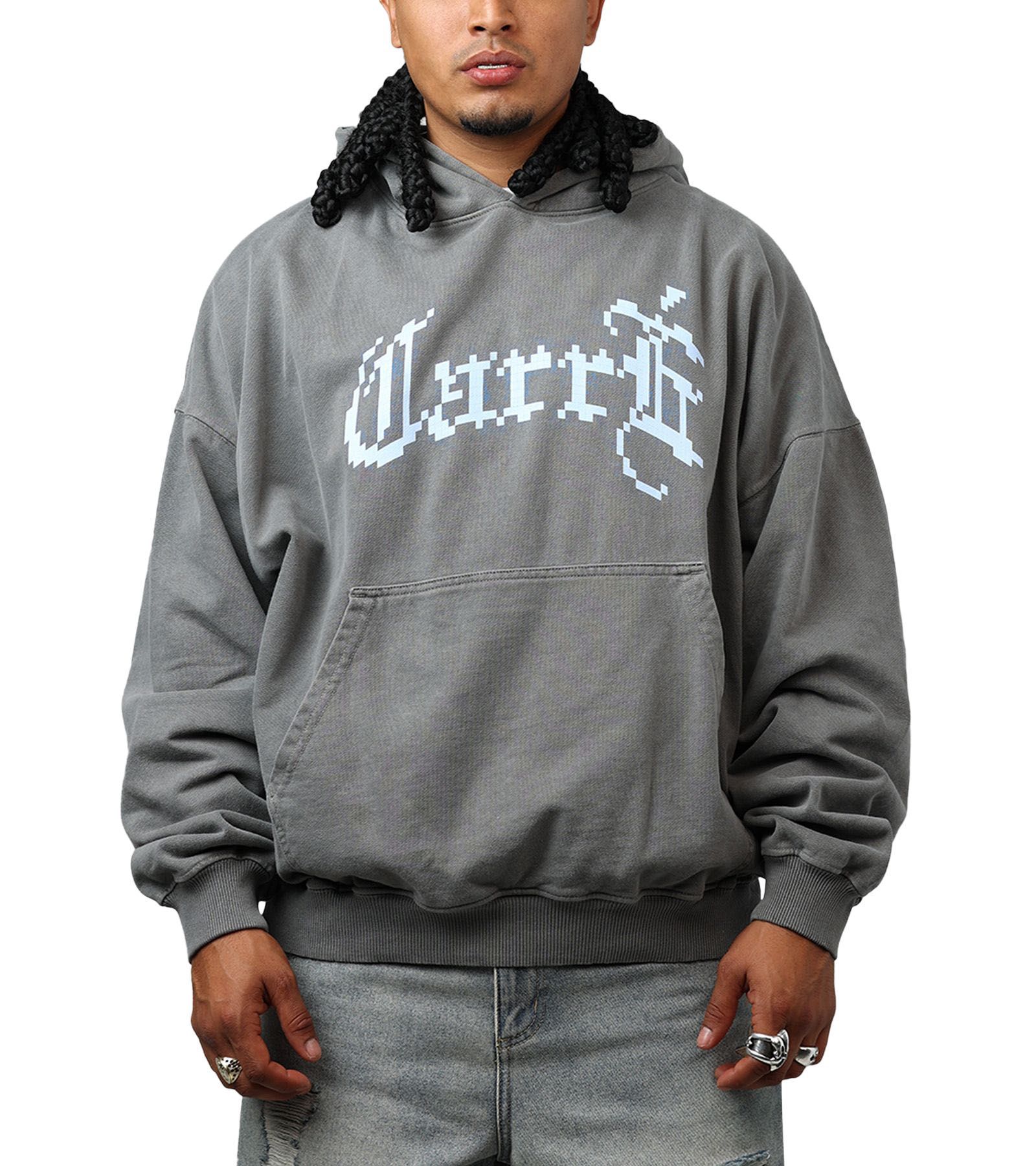 CARRE Men's Game Over Hoodie Sweatshirt - Washed Charcoal L
