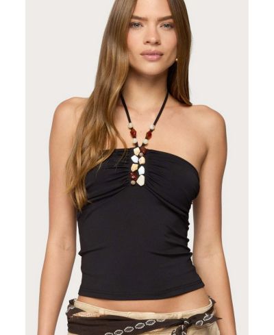 Женский топ Edikted Carmel Bead Ruched Halter