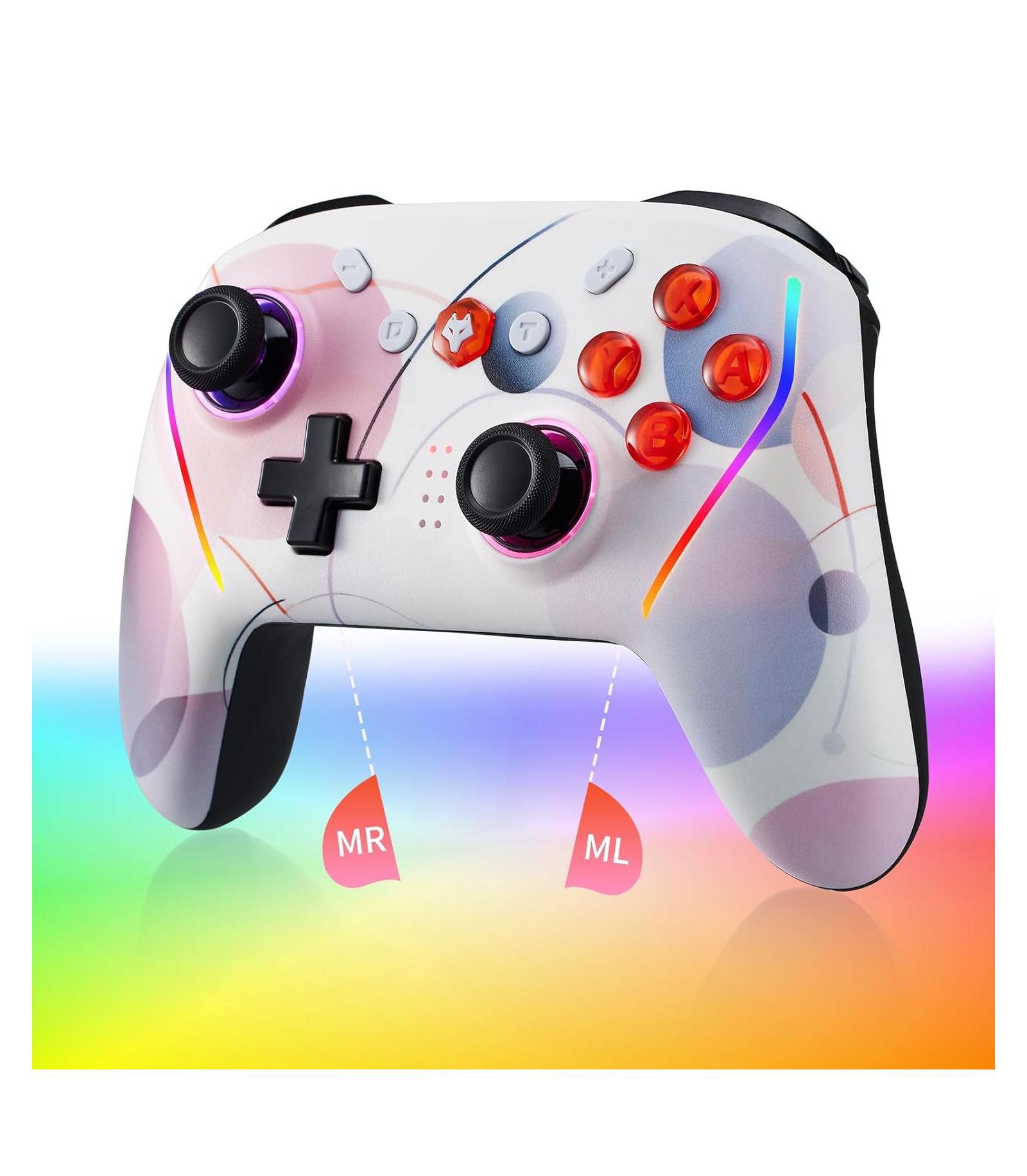 Nbcp Wireless Switch 2 Pro Controller with 6-Axis Gyro and RGB 7-Color Light for Switch, Android, iOS, PC