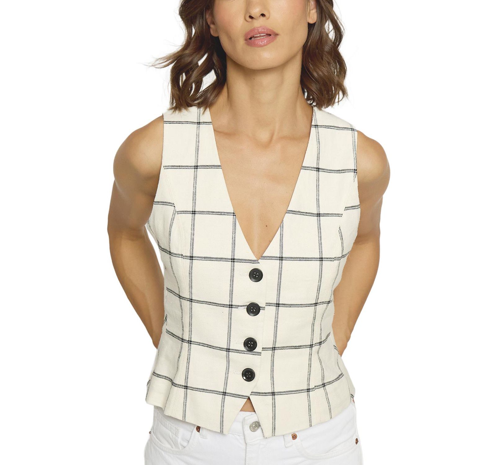 Central Park West Women's Two Tone Linen Vest