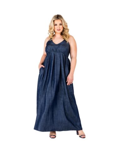 Женское макси-платье Standards & Practices Plus Size Tencel Denim с воротником-халтер