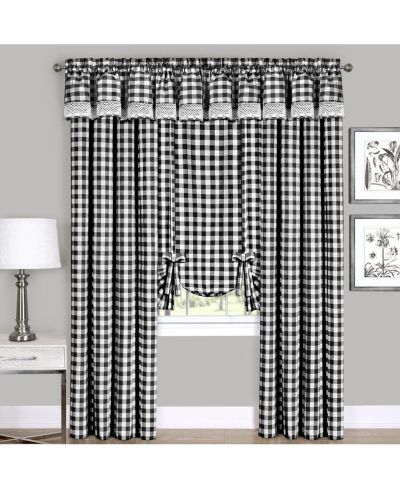 GoodGram Complete 6 Piece Country Chic Plaid Window Curtain Treatment Set - 58 in. W x 84 in. L