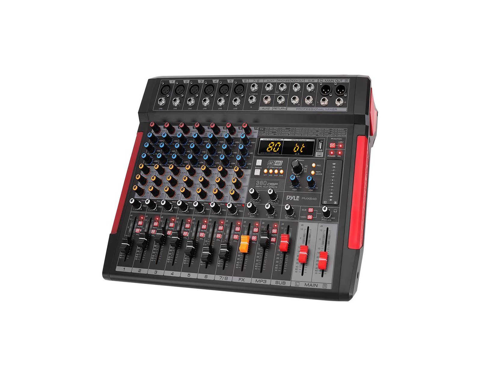 Pyle PMX648 8-Channel Wireless Bluetooth Streaming Recording Interface Audio Mixer