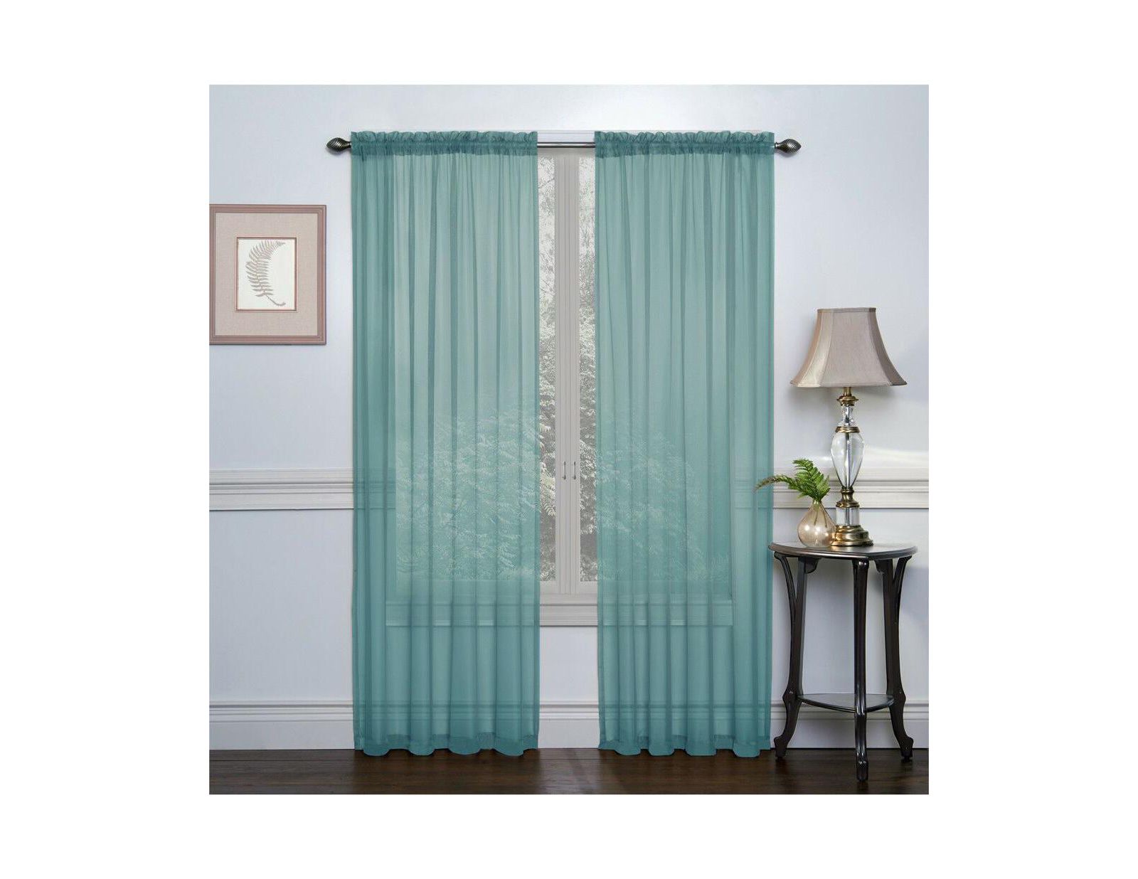Kate Aurora пара полупрозрачных вуалевых штор Kate Auroras Turquoise - 52 in. W x 84 in. L