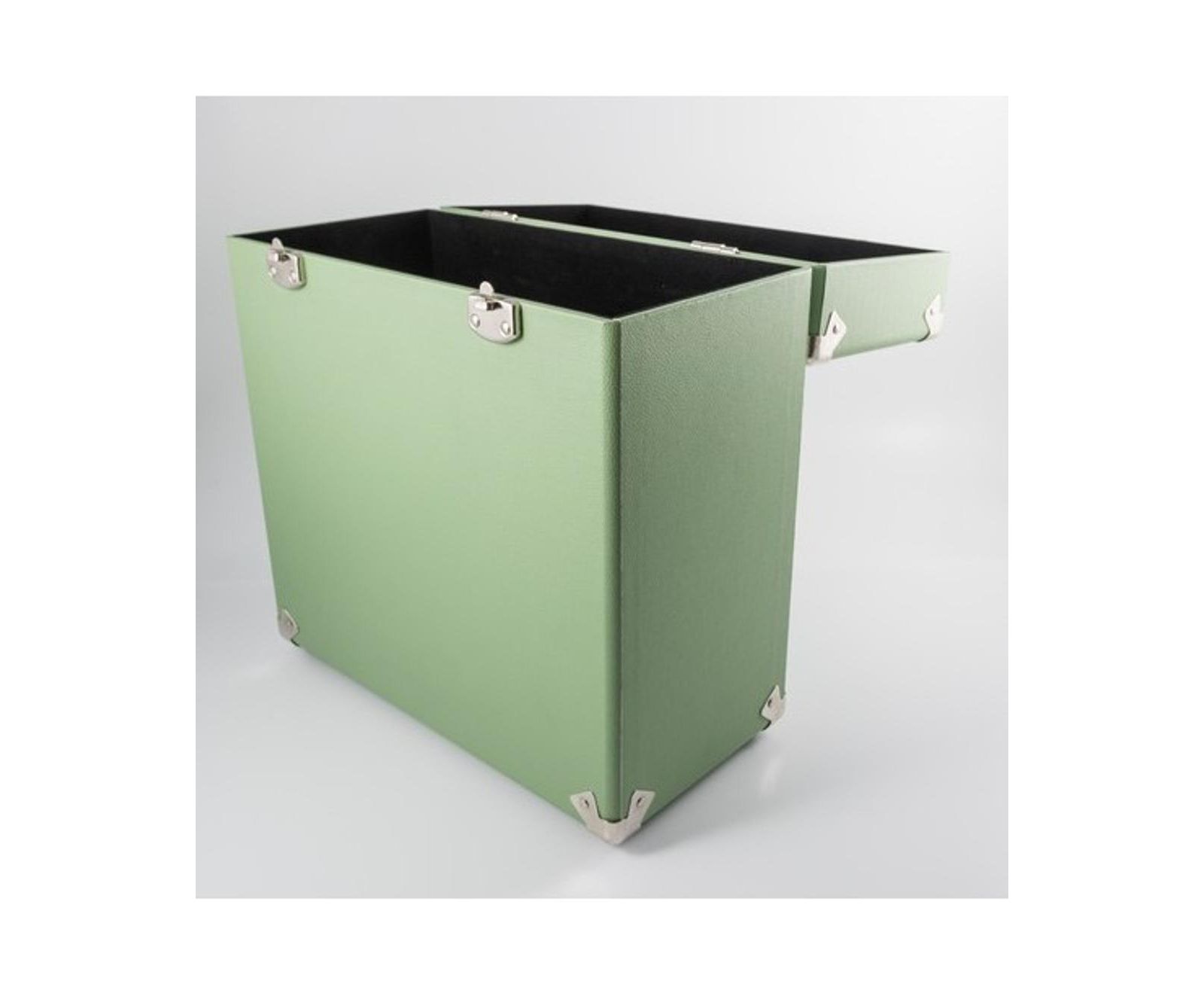 GPO Retro SWB18GRE 12" Vinyl Record Case 35 Count Capacity with Removable Lid - Green