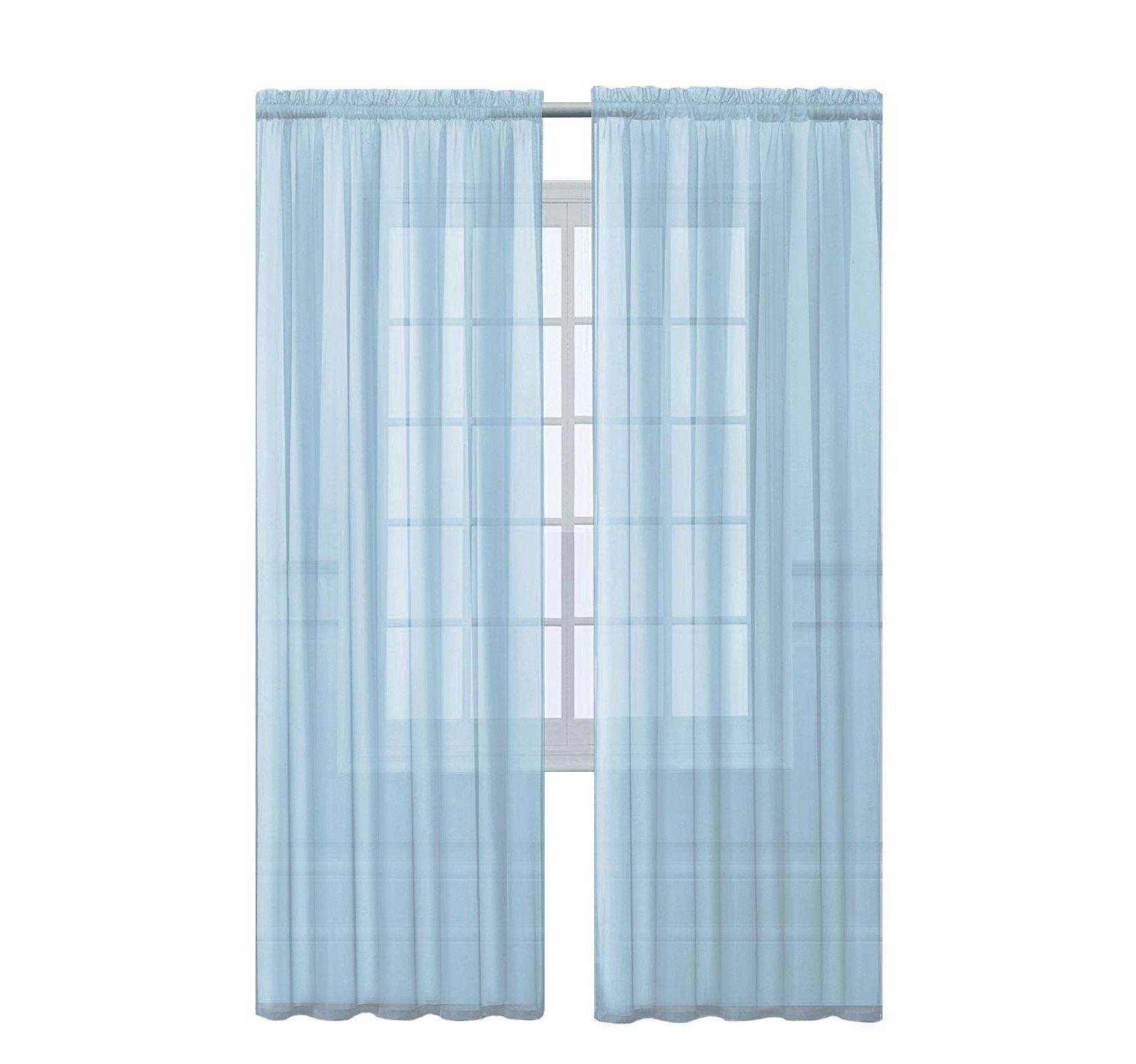 Kate Aurora Extra Long 1 Piece Baby Blue Lightweight Rod Pocket Transparent Backdrop Sheer Window Curtain - 90 in. Long