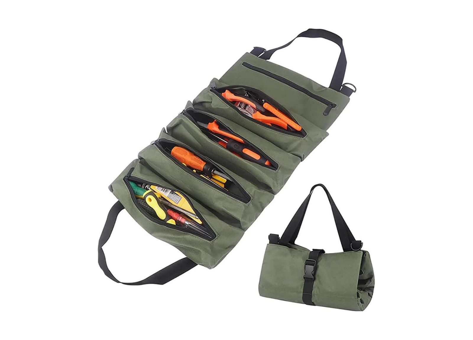 XDOVET Tool Bag Roll Up,Heavt Duty Tool Organizer Portable Tool Storage Bags Waterproof Oxford Cloth-Zipper Pouch for Men Mechanic, Electricians, Repairman