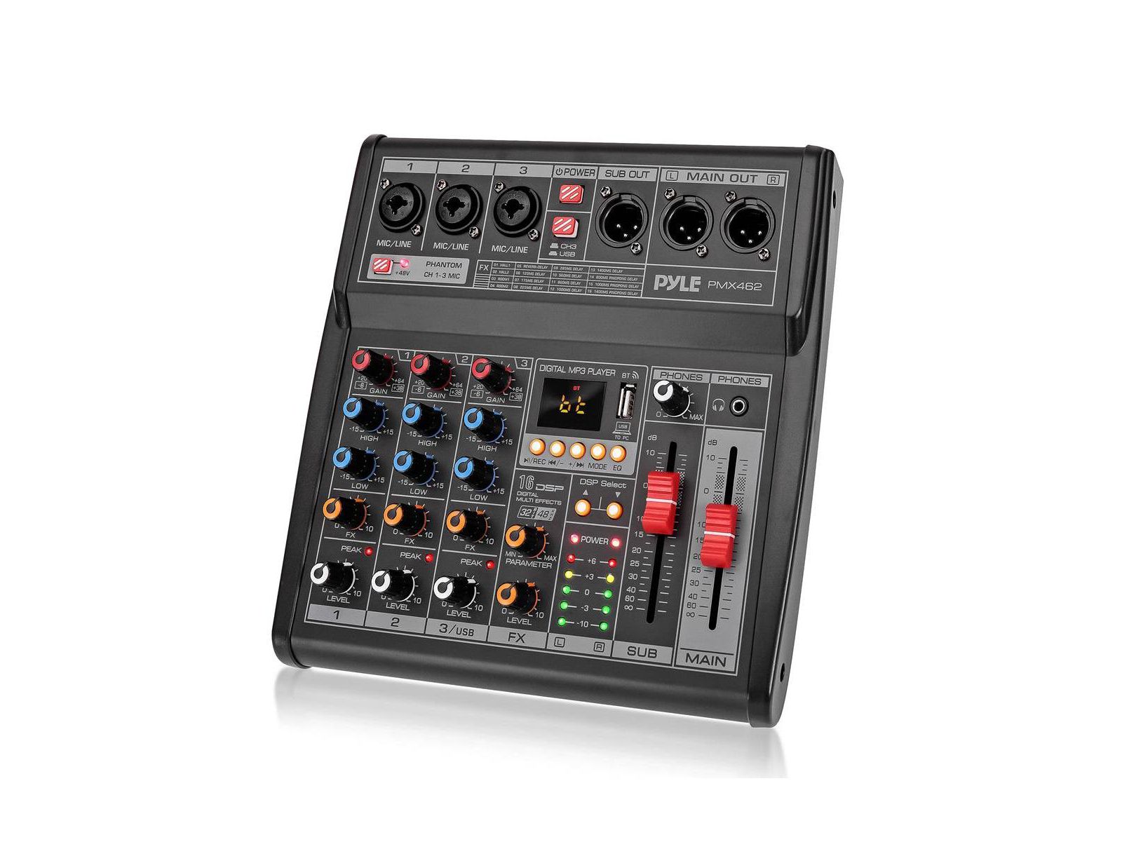 Pyle 3-Channel USB Audio Mixer with Built-in FX Processor