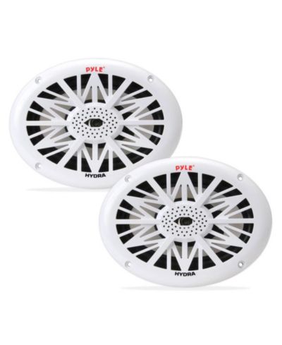 Pyle Dual 6'' x 9'' Water Resistant Marine Speakers, 2-Way Full Range Stereo Sound, 260 Watt, White