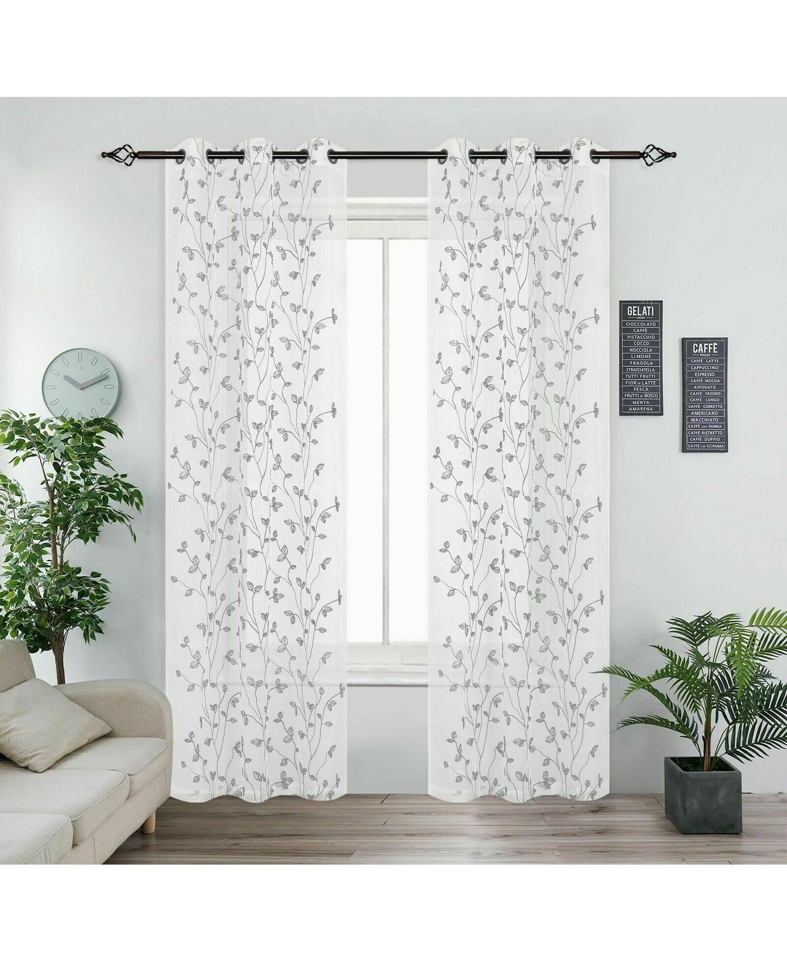 Тюль Kate Aurora 2 Pack Floral Leaf Embroidered Grommet Sheer