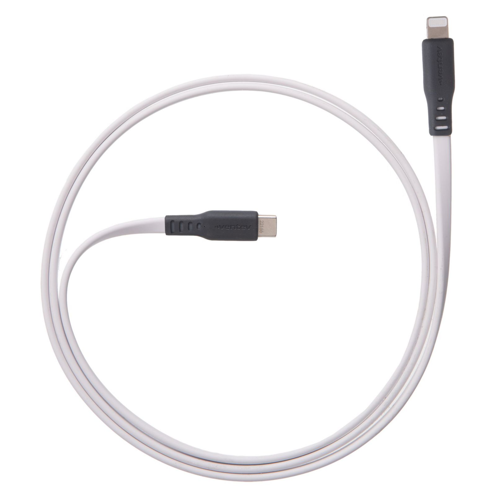 Кабель Ventev Flat USB C to Apple Lightning высокоскоростной и запутанный 3 Foot