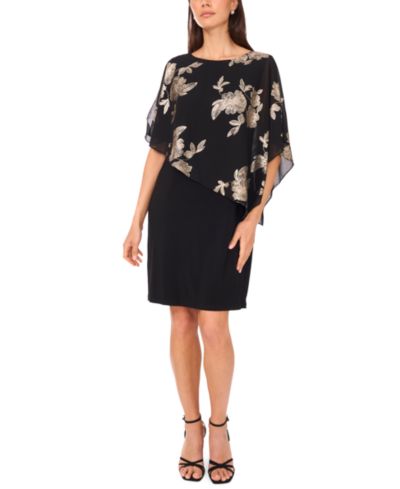 MSK Women's Foil Cape Short Dress