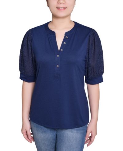 Женский топ NY Collection Petite Puff Elbow Sleeve
