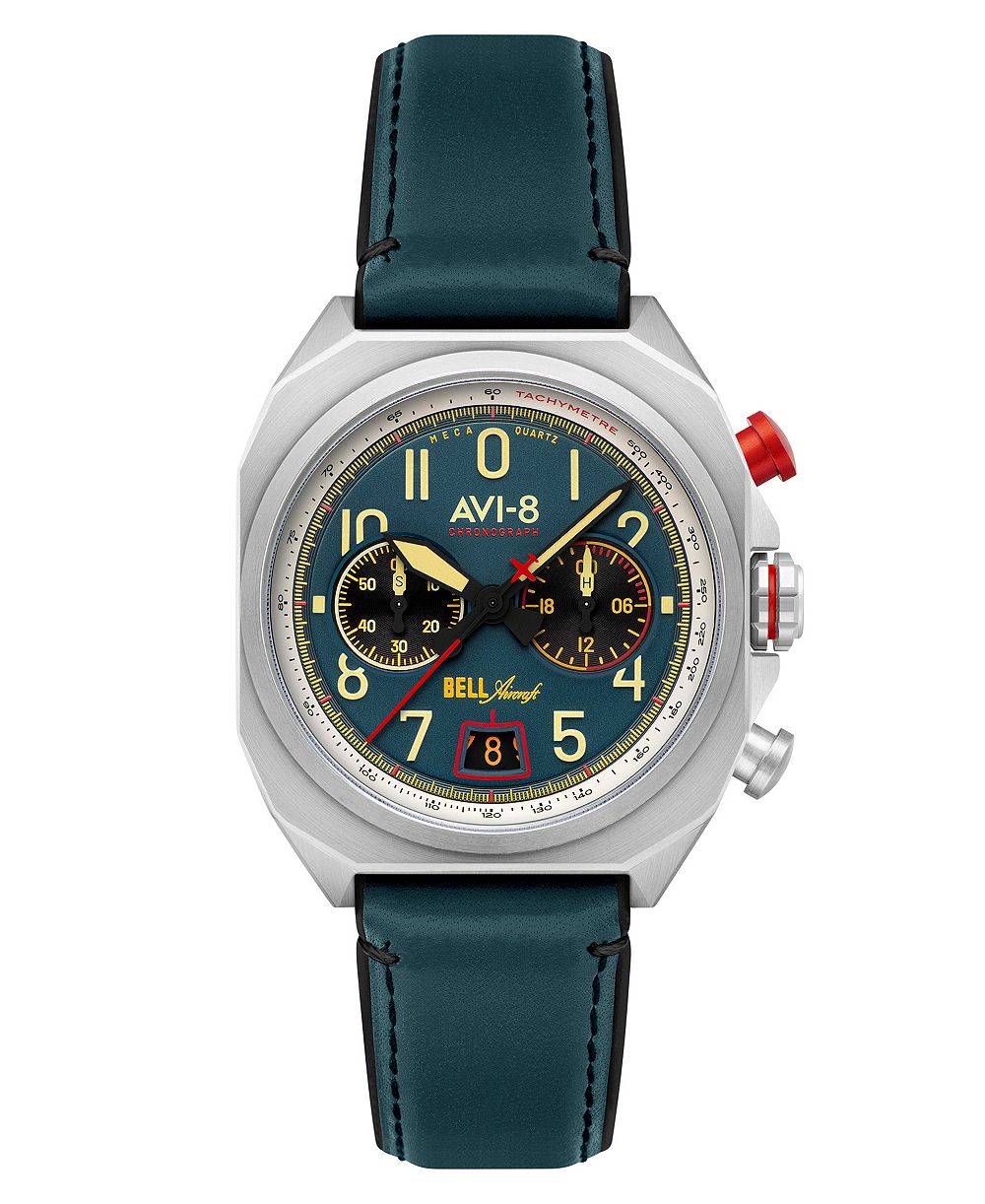 AVI-8 Men's Bell X-1 Blue Leather Strap Watch, 41mm