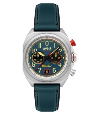 AVI-8 Men's Bell X-1 Blue Leather Strap Watch, 41mm