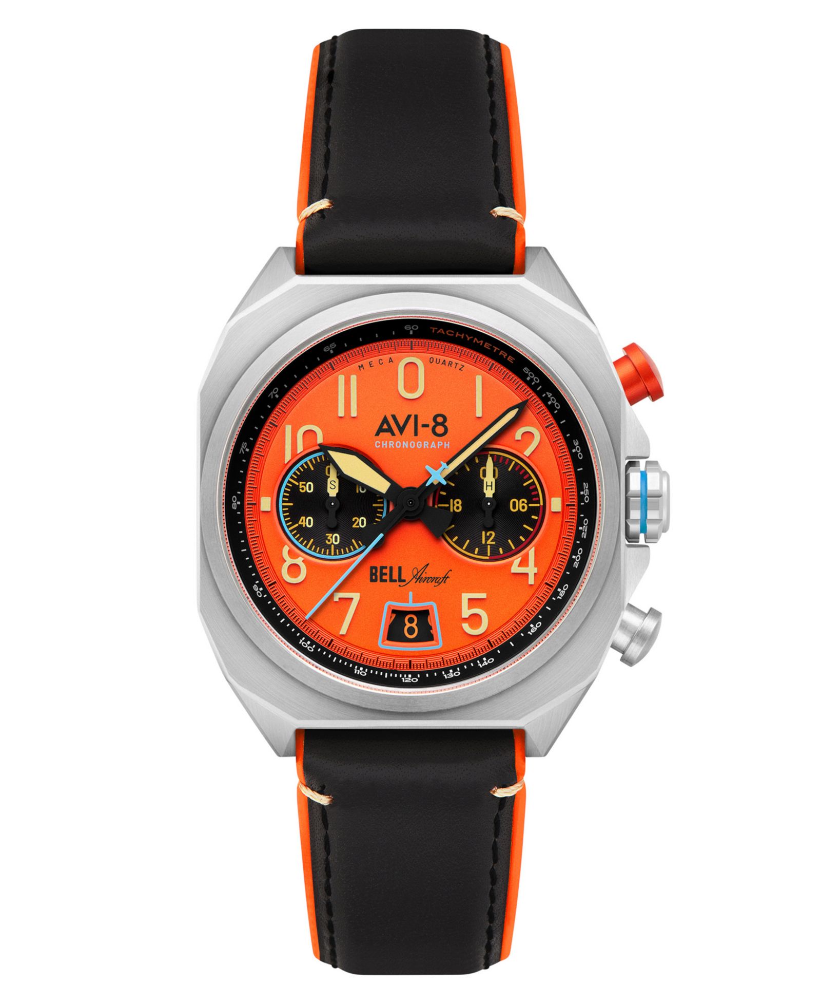 AVI-8 Men's Bell X-1 Black Leather Strap Watch, 41mm