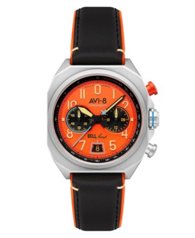 AVI-8 Men's Bell X-1 Black Leather Strap Watch, 41mm