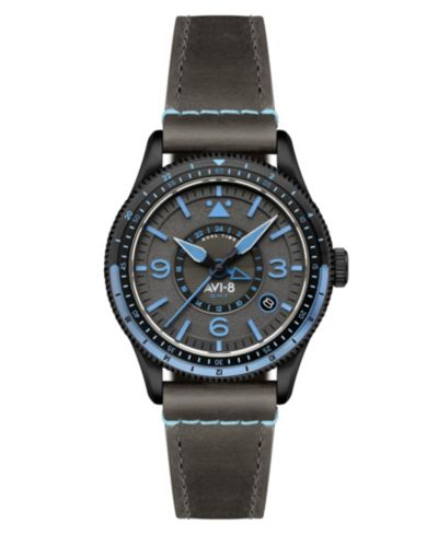 Часы AVI-8 Flyboy Gray Leather Strap, 40mm