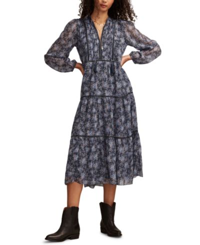 Женское цветочное платье миди с длинным рукавом Lucky Brand