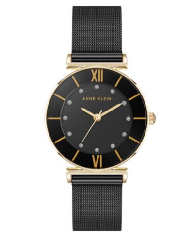 Anne Klein Women's Quartz Black Stainless Steel Mesh Watch, 32mm