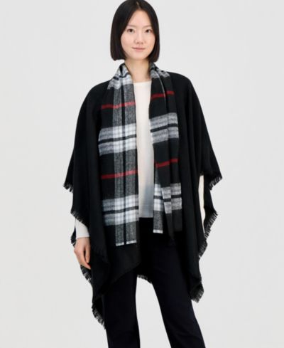 FRAAS Solid Plaid Ruana Wrap
