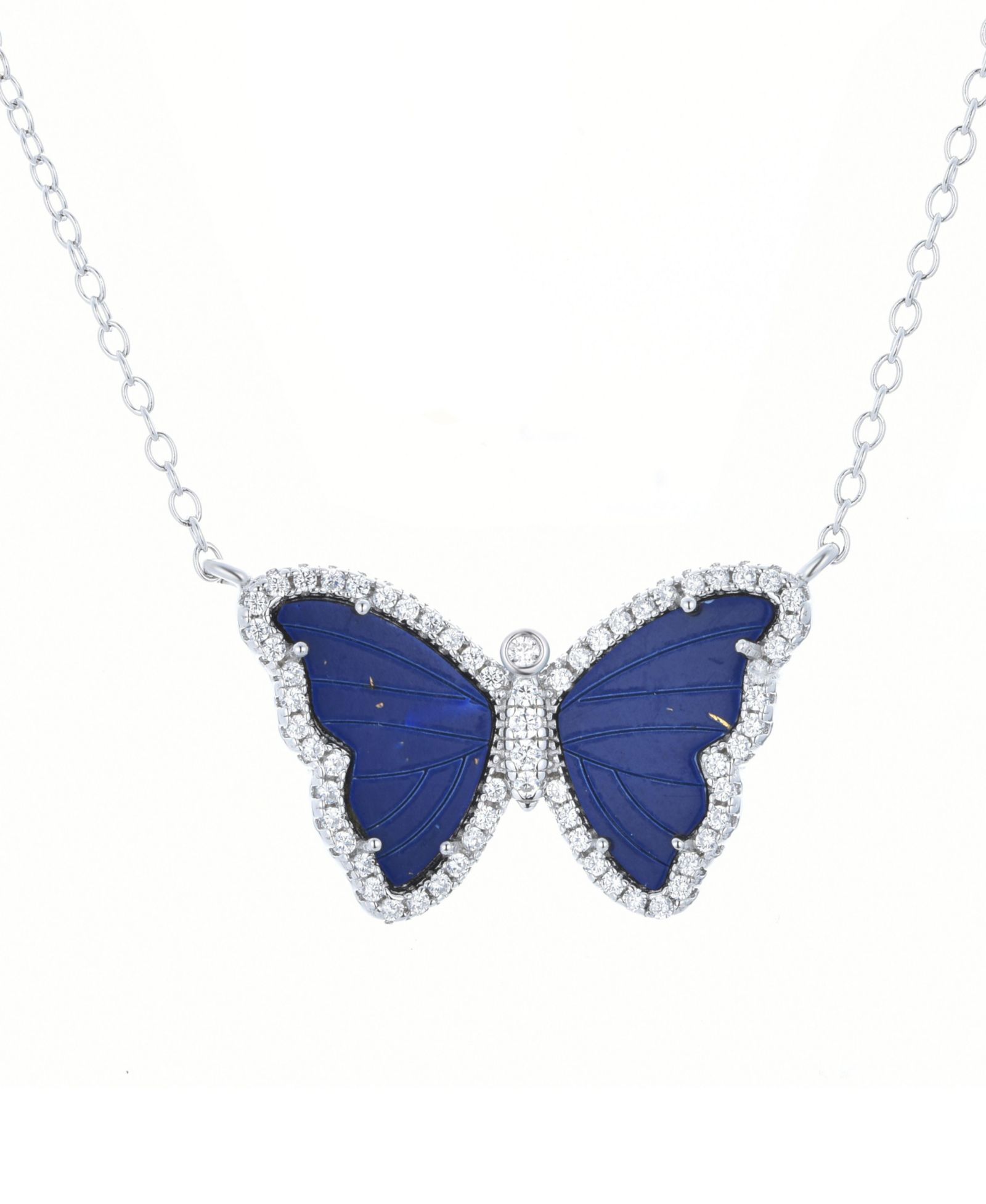 Подвеска-кулон Butterfly с лазуритом в посеребренном стерлинговом серебре