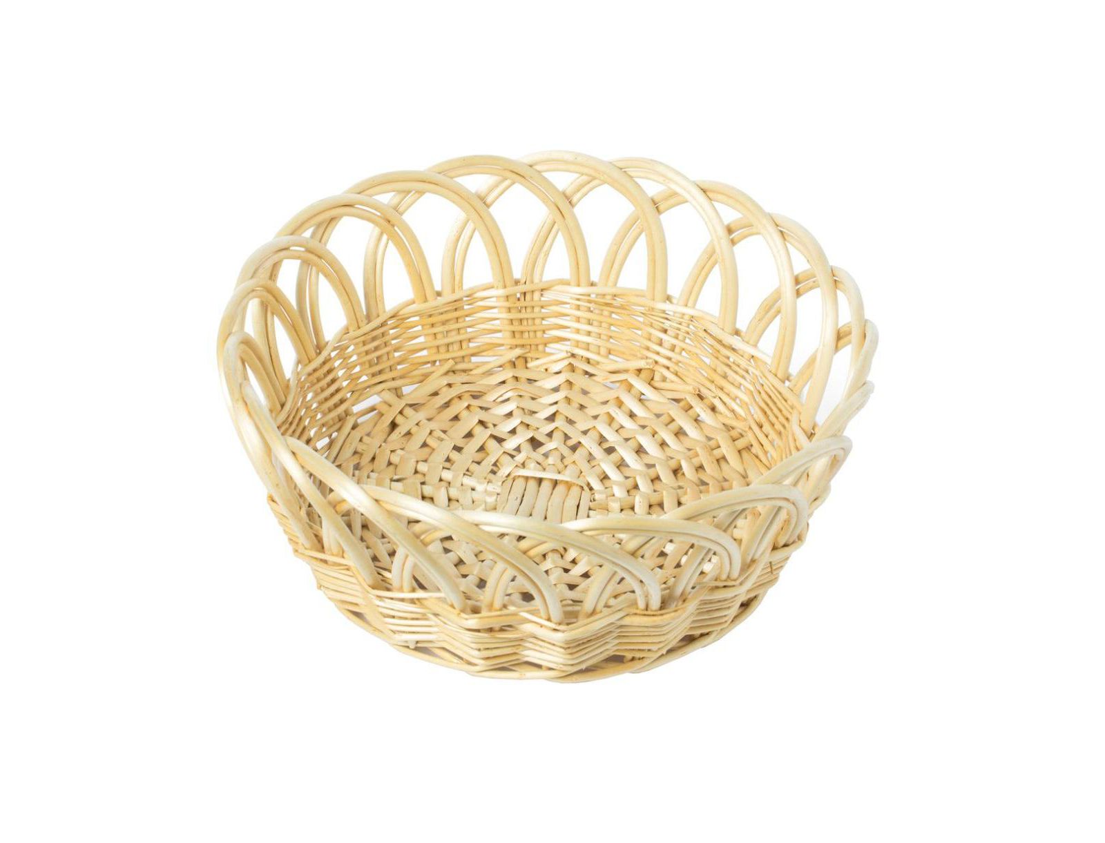 Wickerwise 16 Inch Decorative Round Fruit Bowl Bread Basket Serving Tray, Large