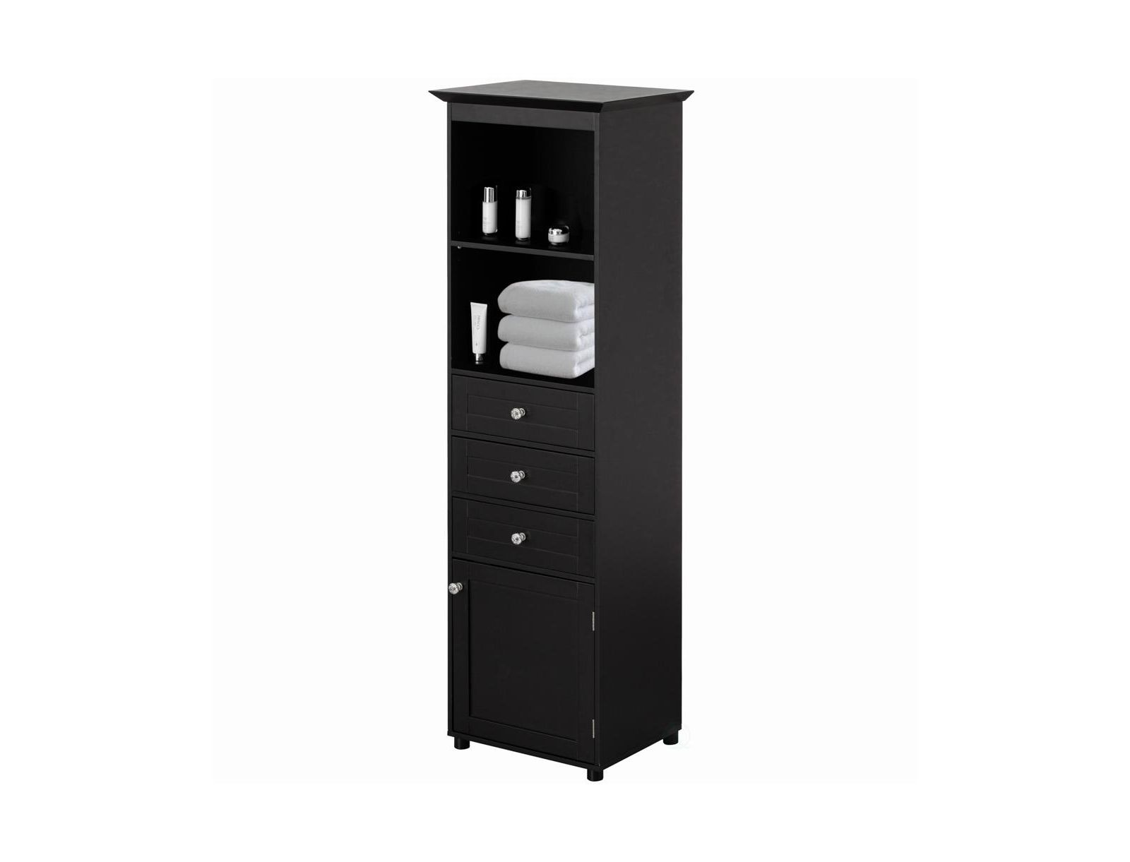 Basicwise Tall Freestanding Storage Organizer Linen Tower, Vanity Closet