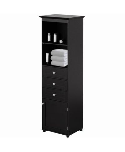 Basicwise Tall Freestanding Storage Organizer Linen Tower, Vanity Closet