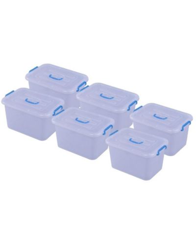 Basicwise Clear Storage Container with Lid and Handles, Set of 6