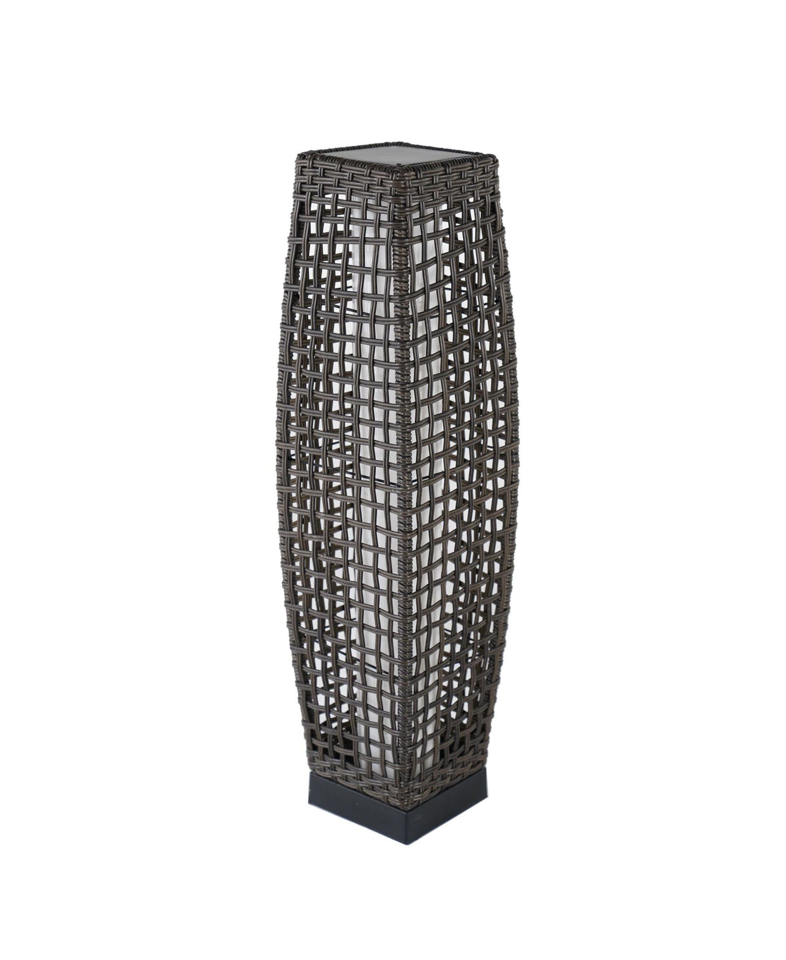 Mondawe Waist Drum Rattan Floor Lamp, Square Hollow Woven Design for Indoor/Outdoor Ambiance Lamp