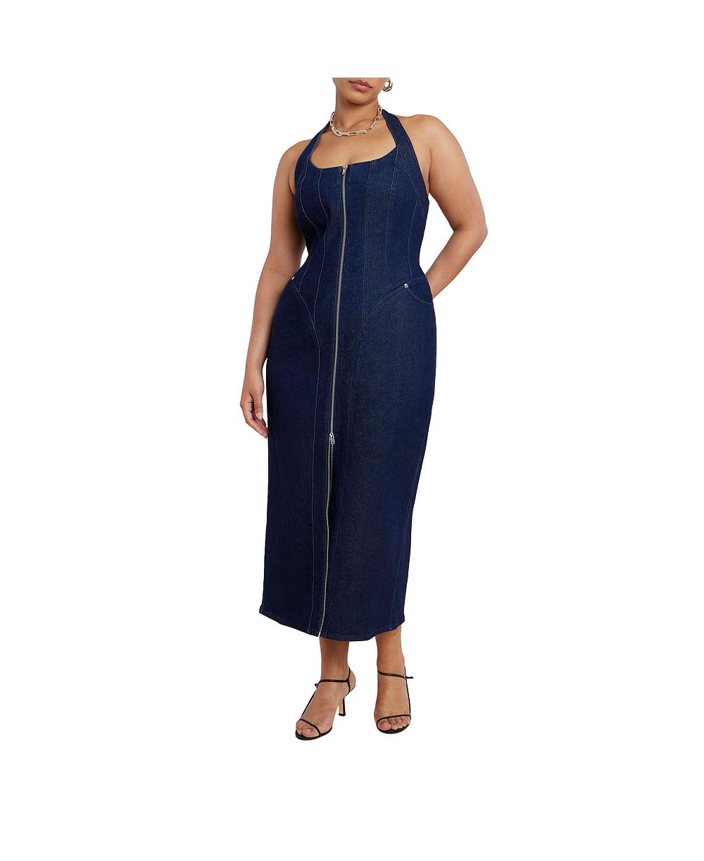 ELOQUII Женское Plus Size джинсовое платье-корсет