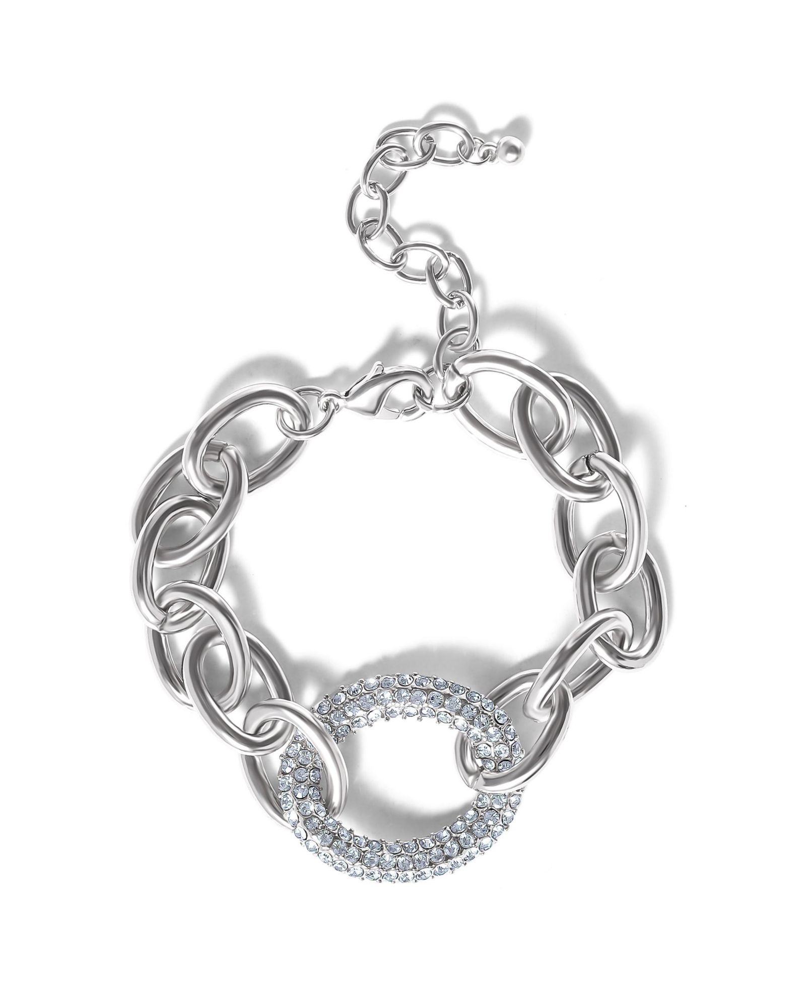 Jessica Simpson Silver-Tone Pavé Oval Link Bracelet