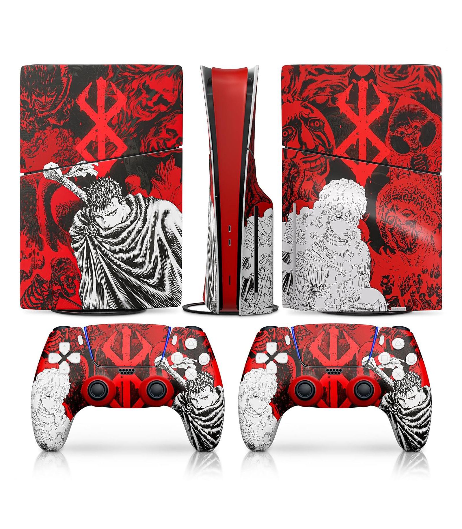 Скин для PS5 NBCP Slim с контроллером Dark Warrior Anime Design