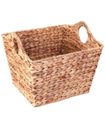 Wickerwise Water Hyacinth Rectangular Wicker Storage Baskets with Cutout Handles, Large